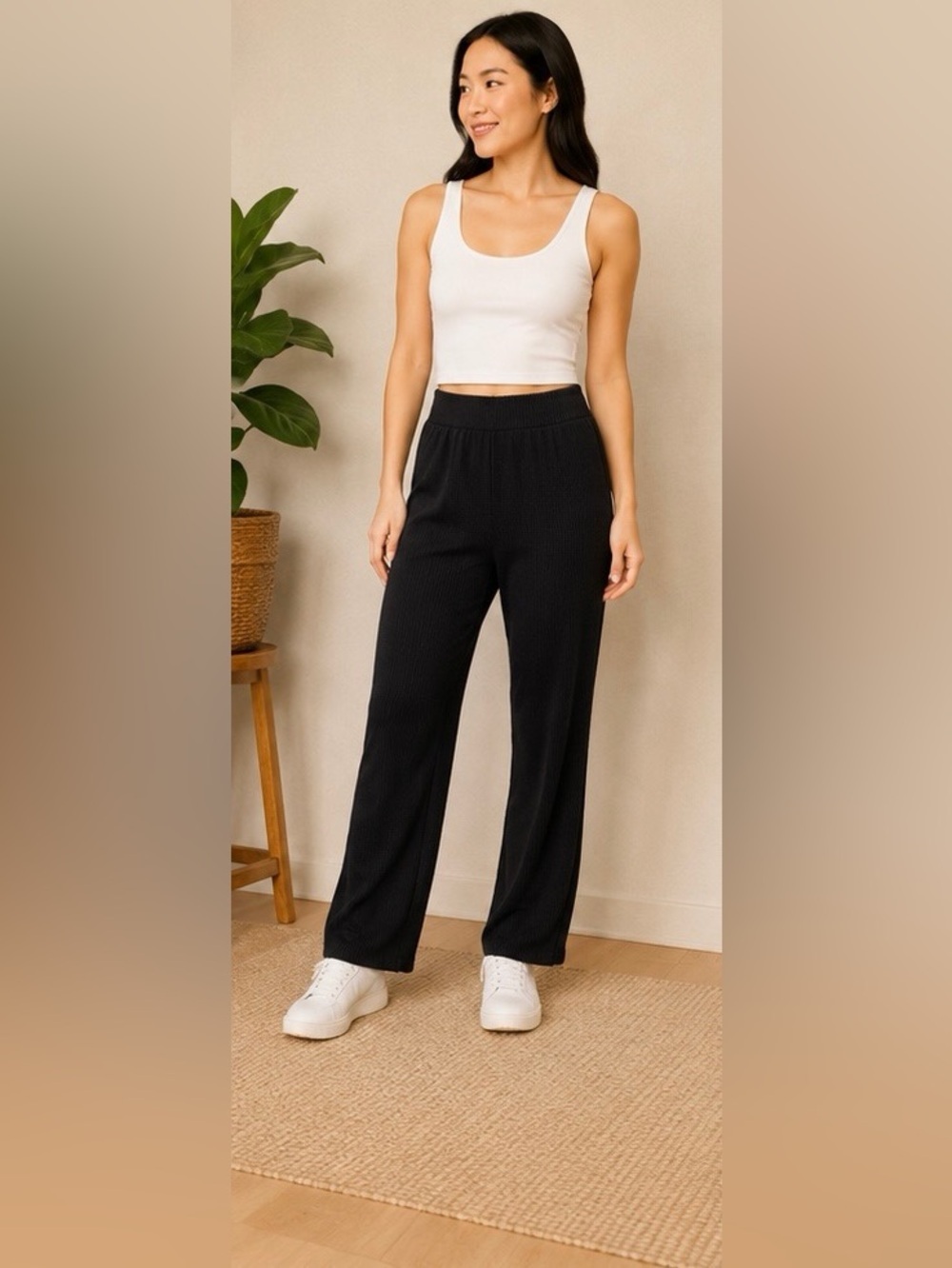 Banana Republic Black Wide-Leg Knit Pants